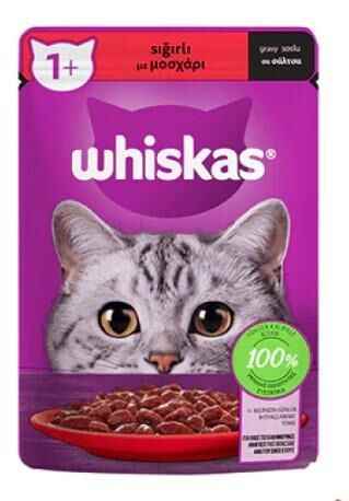 Whiskas Pouch Sos İçinde Sığır Etli Yetişkin Kedi Konservesi 85gr