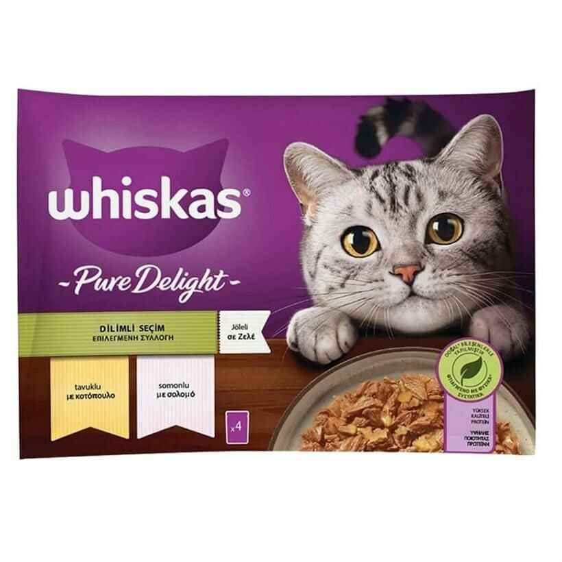 Whiskas Pure Delight Tavuk Dilimli Yaş Kedi Maması 4x85 Gr